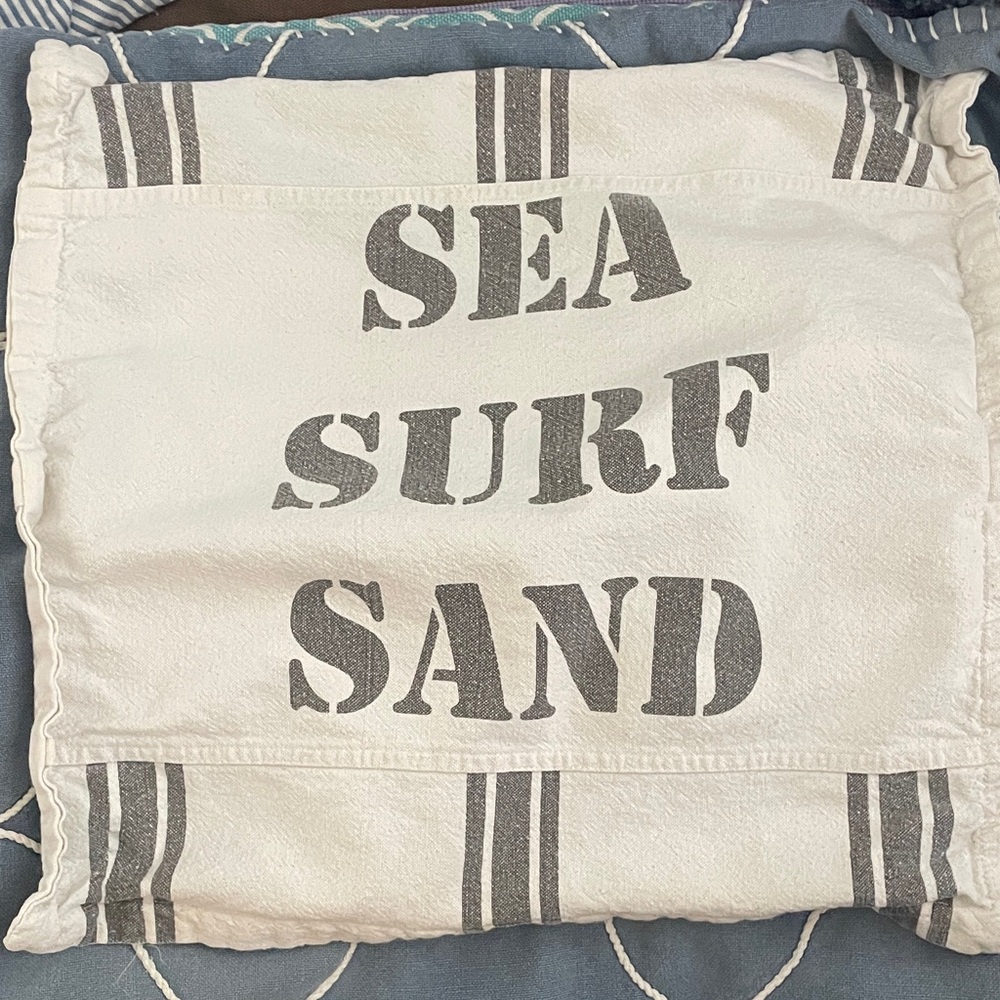 Nautical Cream and Gray Accent Pillow